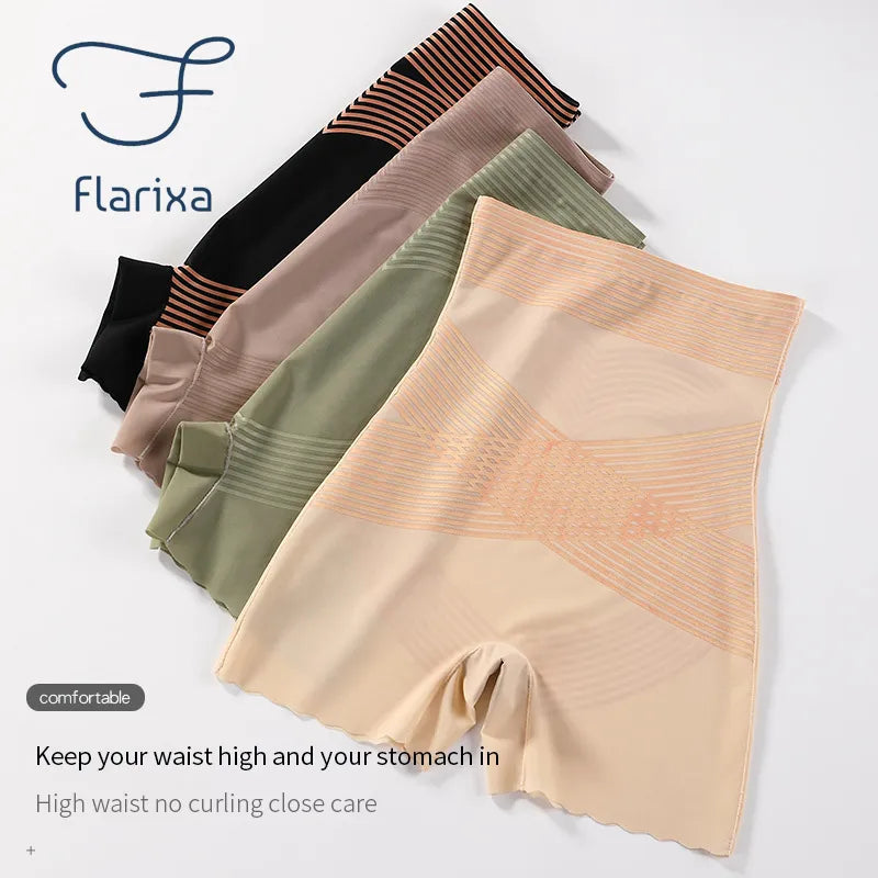 Flarixa High Waist Slimming Belly Shorts,Seamless Underwear Mesh Body Shaper