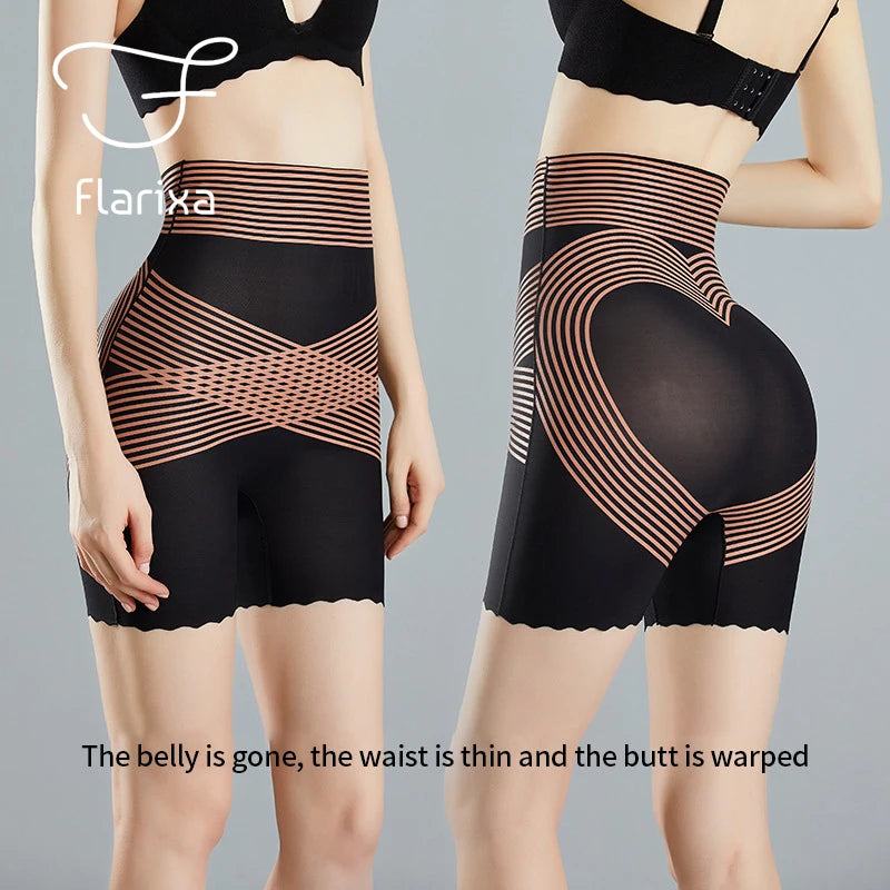 Flarixa High Waist Slimming Belly Shorts,Seamless Underwear Mesh Body Shaper