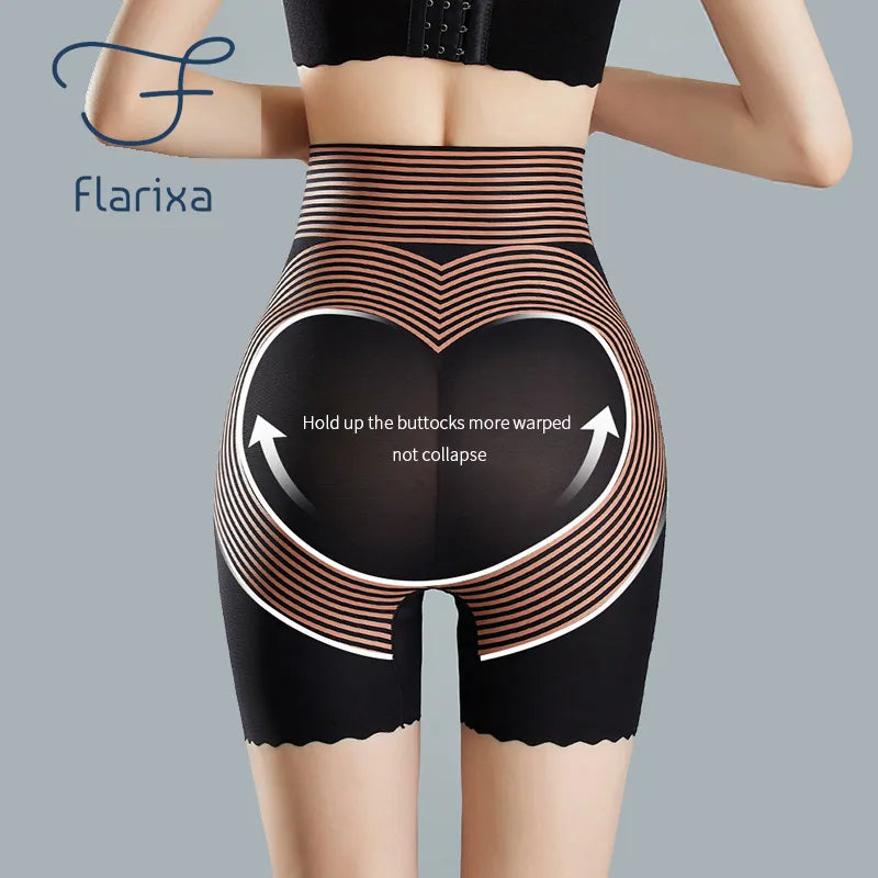 Flarixa High Waist Slimming Belly Shorts,Seamless Underwear Mesh Body Shaper