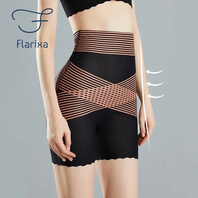 Flarixa High Waist Slimming Belly Shorts,Seamless Underwear Mesh Body Shaper